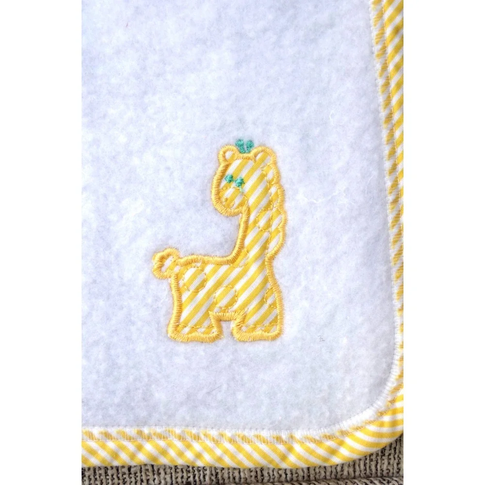 Vintage Baby Blanket & Quilt Set Yellow Stripes‎ Giraffe Applique Darling! USA